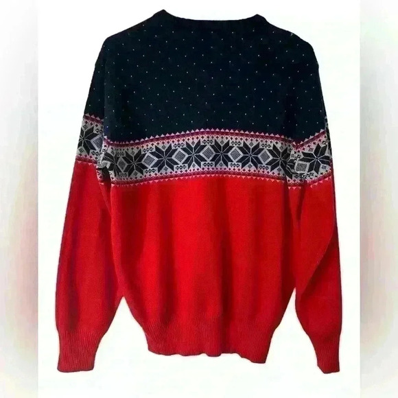 Vintage Meister Mens Large? Red/Blue Wool Blend Pullover Crewneck Ski Sweater - Picture 2 of 4